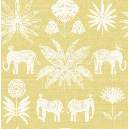 Manhattan Comfort Marseille Bazaar Yellow Elephant Oasis 33 ft L X 205 in W Wallpaper BR4014-26434